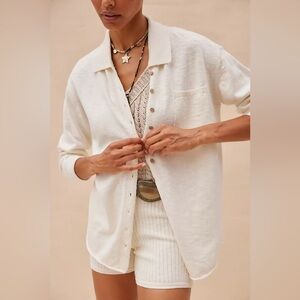 FREE PEOPLE Beach Zuma Green Button Down Sweater‎ Size Medium